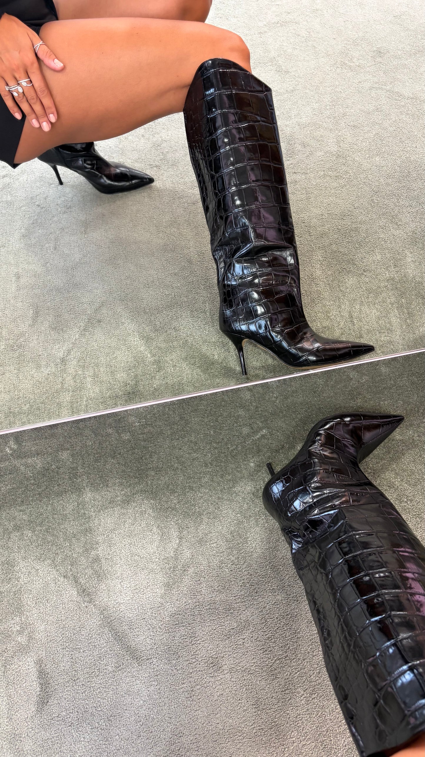 Stivale nero in pelle crocco wr
