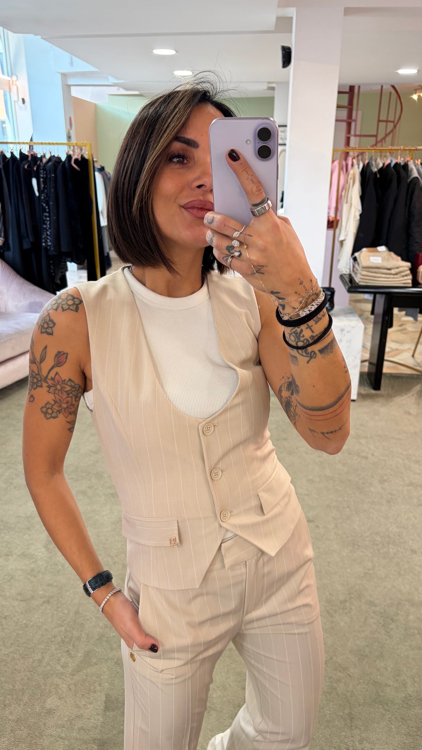 Gilet beige Hinnominate gessato