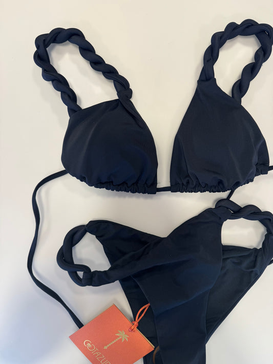 Bikini triangolo torchon nero Cotazur