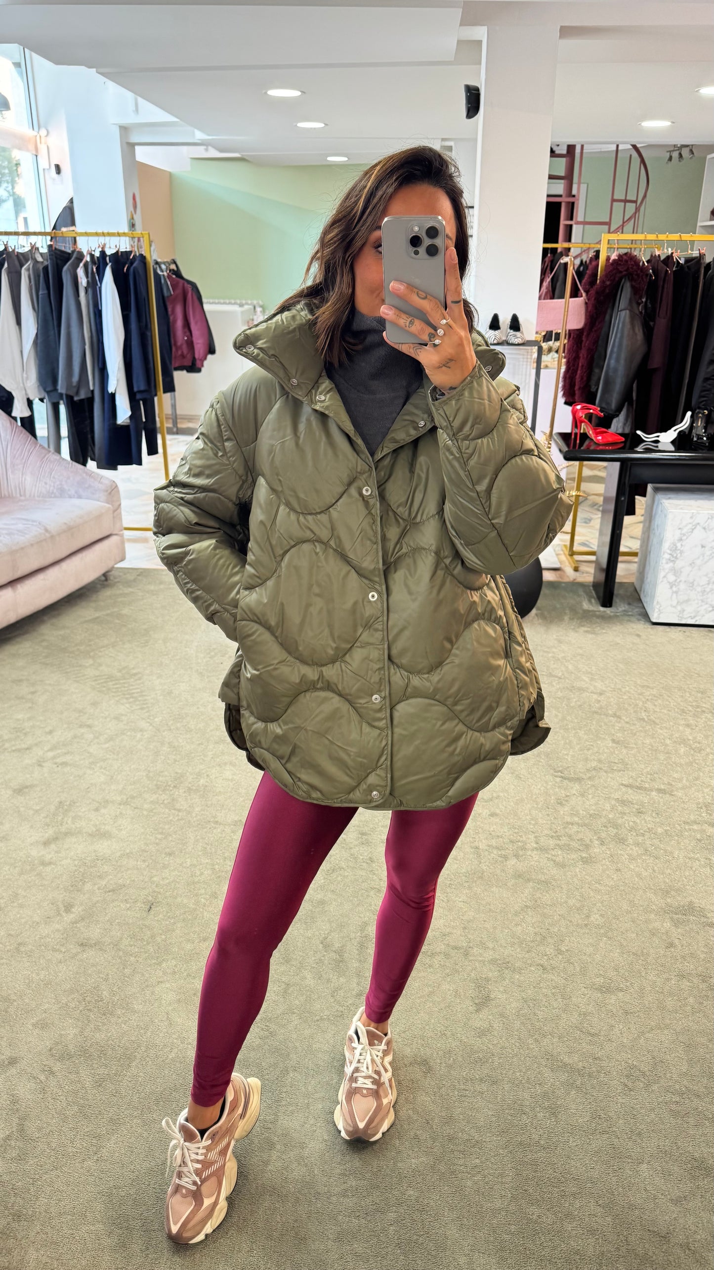 Piumino stella verde oliva trapuntato jx