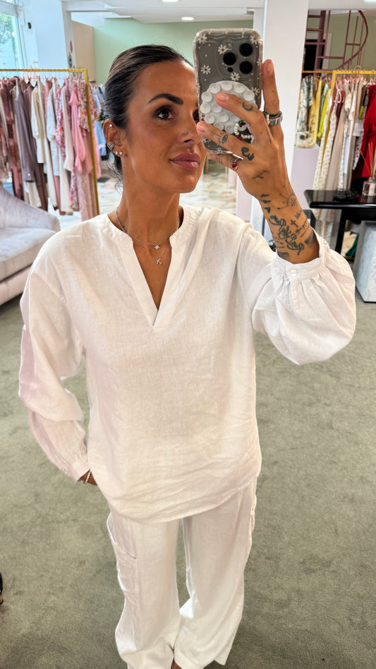 Blusa bianca in lino sy