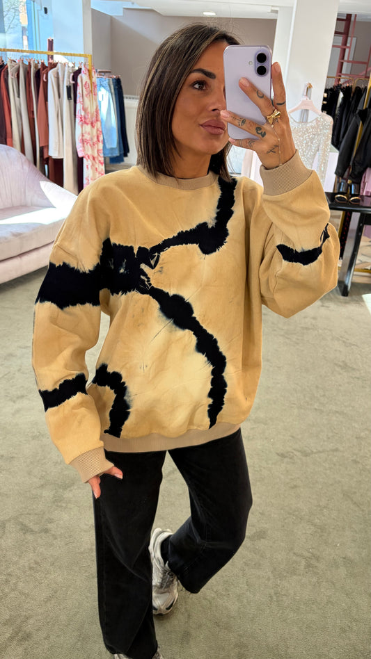 Felpa beige sabbia tie-dye girocollo Don't@Me