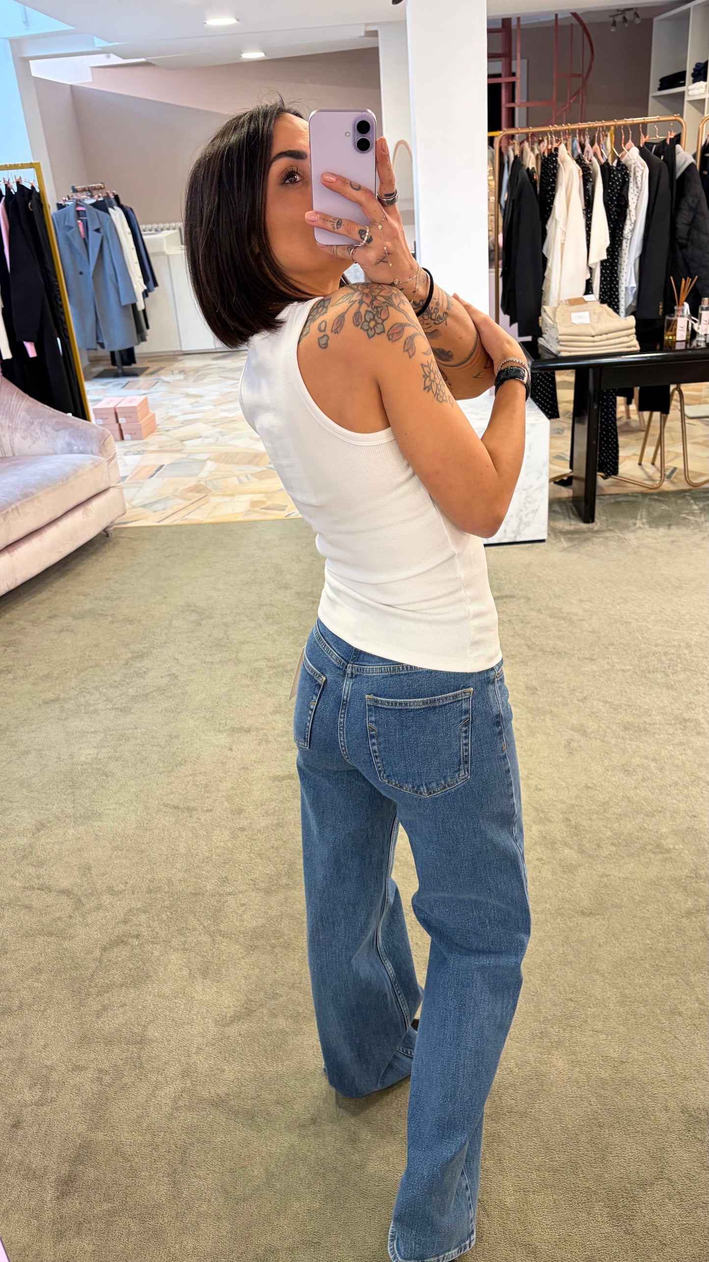 Canotta bianca a costine scollo tondo jx