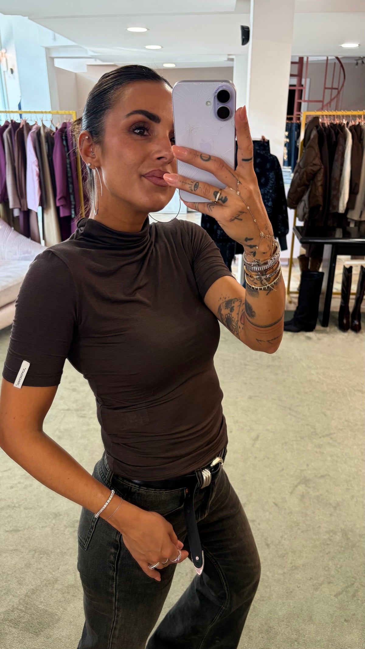 Maglia lupetto marrone maniche corte Hinnominate