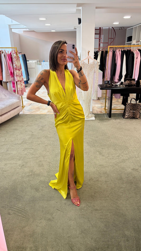 Abito lungo lime satin Actualee