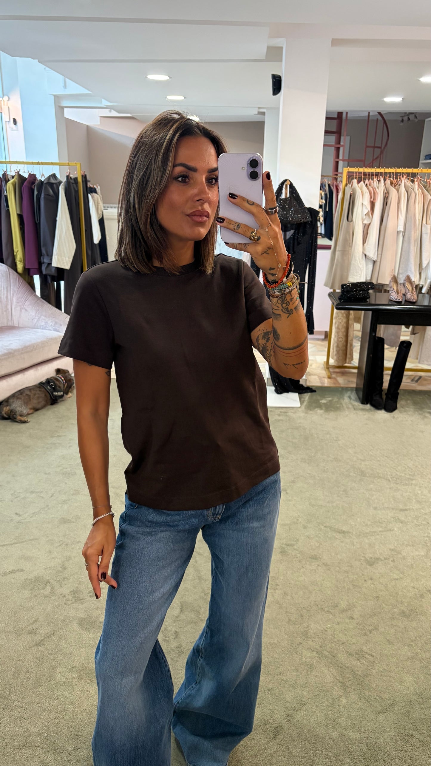 T-shirt regular naima marrone aw