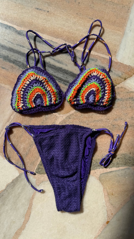 Bikini triangolo viola crochet Me Fui