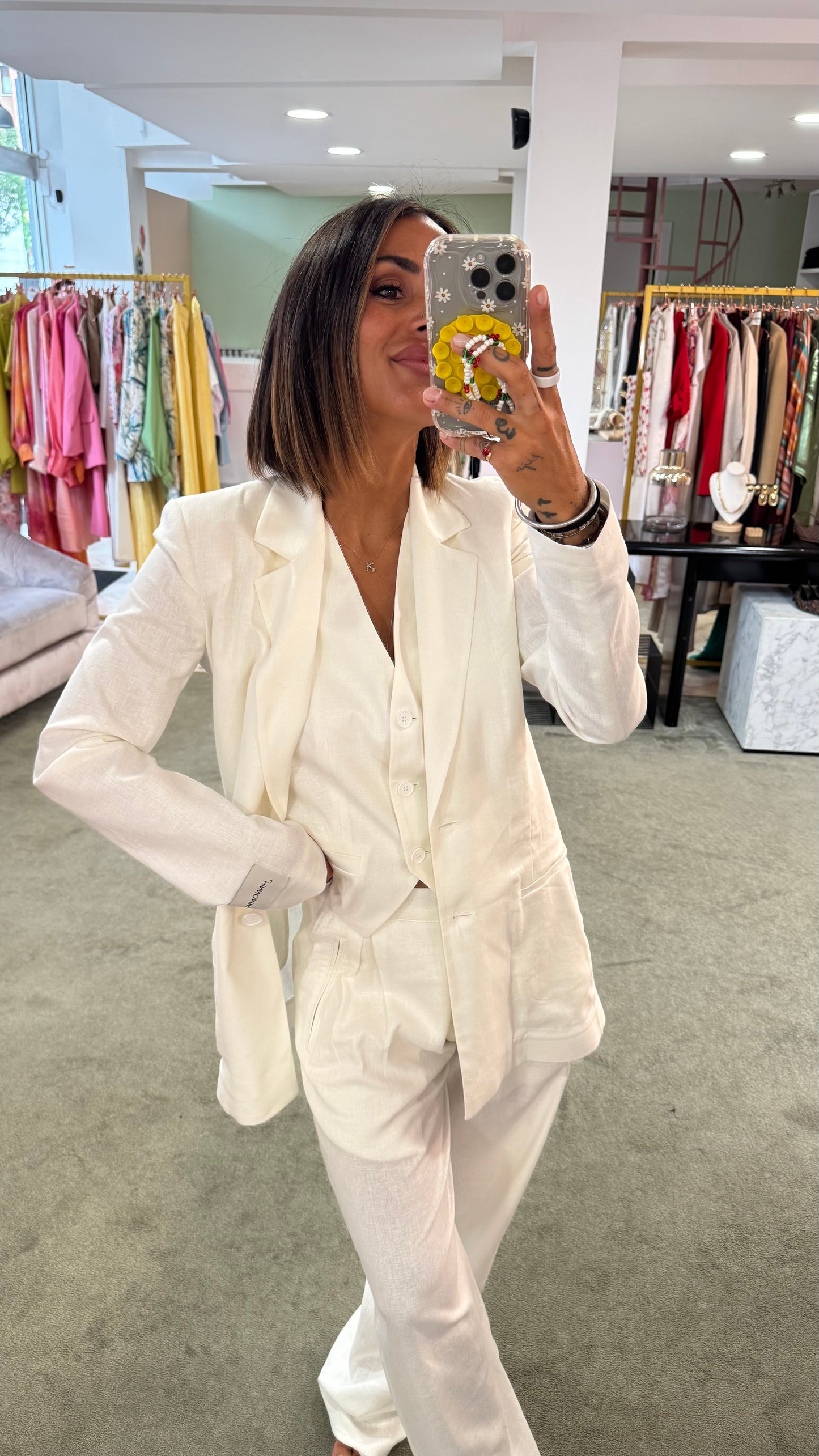 Blazer bianco in lino hinnominate