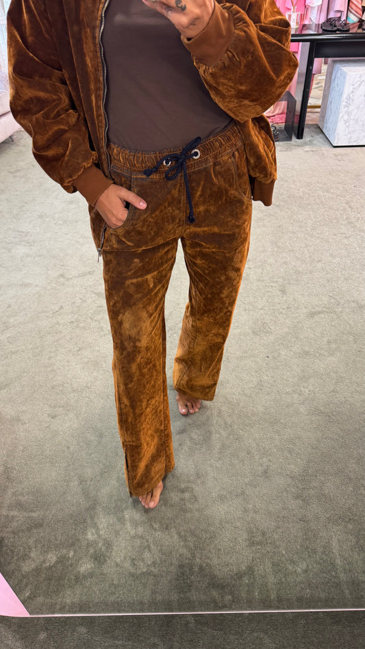 Pantaloni ruggine in denim floccato Don't@Me