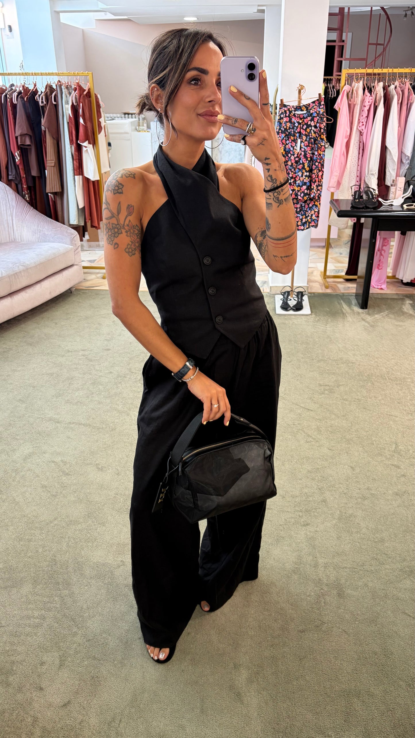 Pochette nera rete leggera Matinée