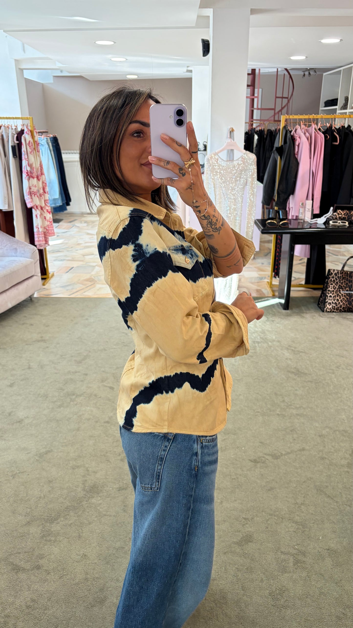 Camicia beige sabbia tie-dye Don't@Me