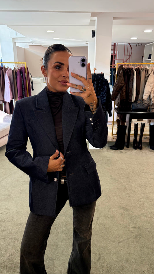 Blazer in denim scuro slim strutturato gl