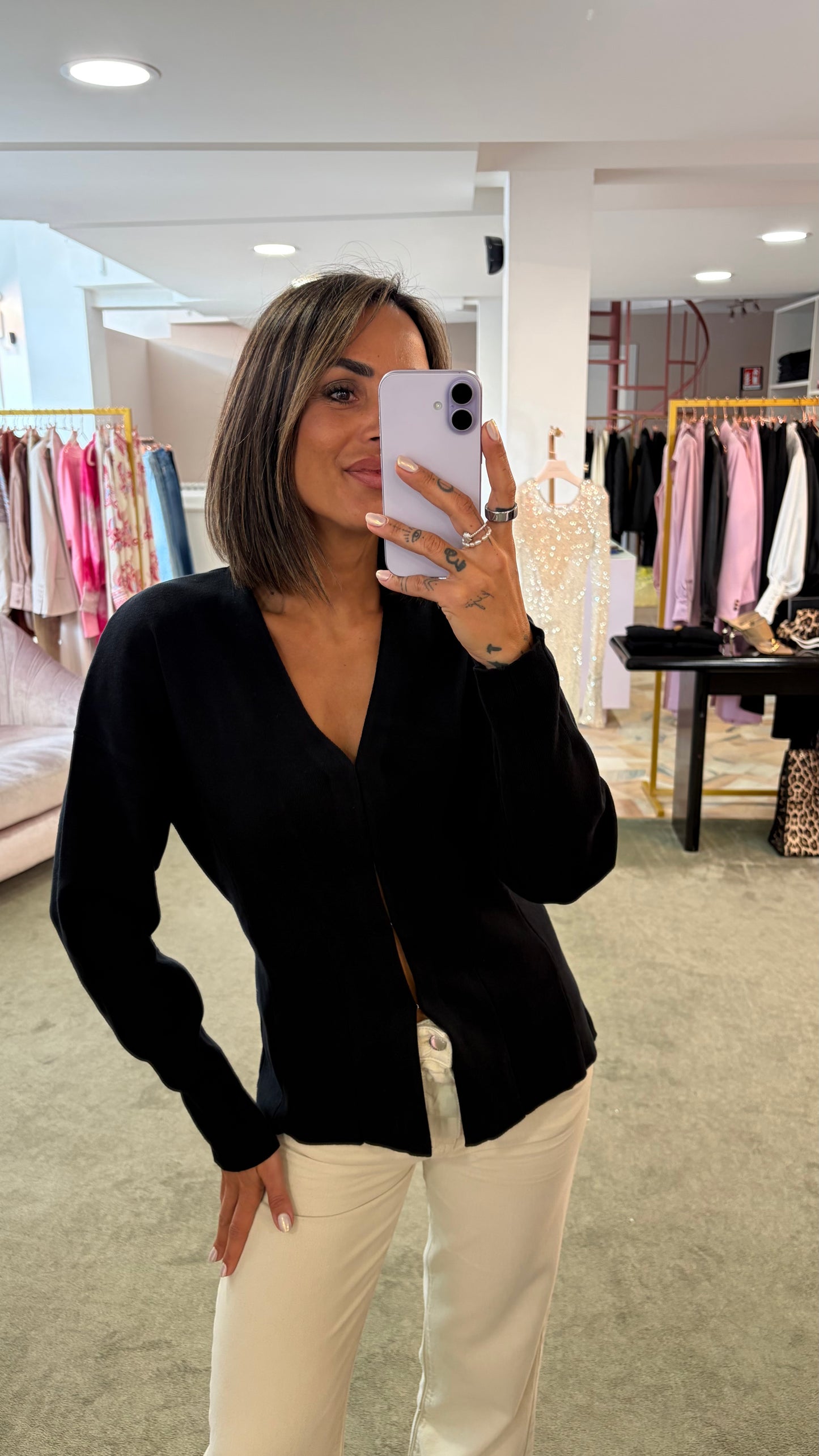 Cardigan giacca nera sciancrata sl