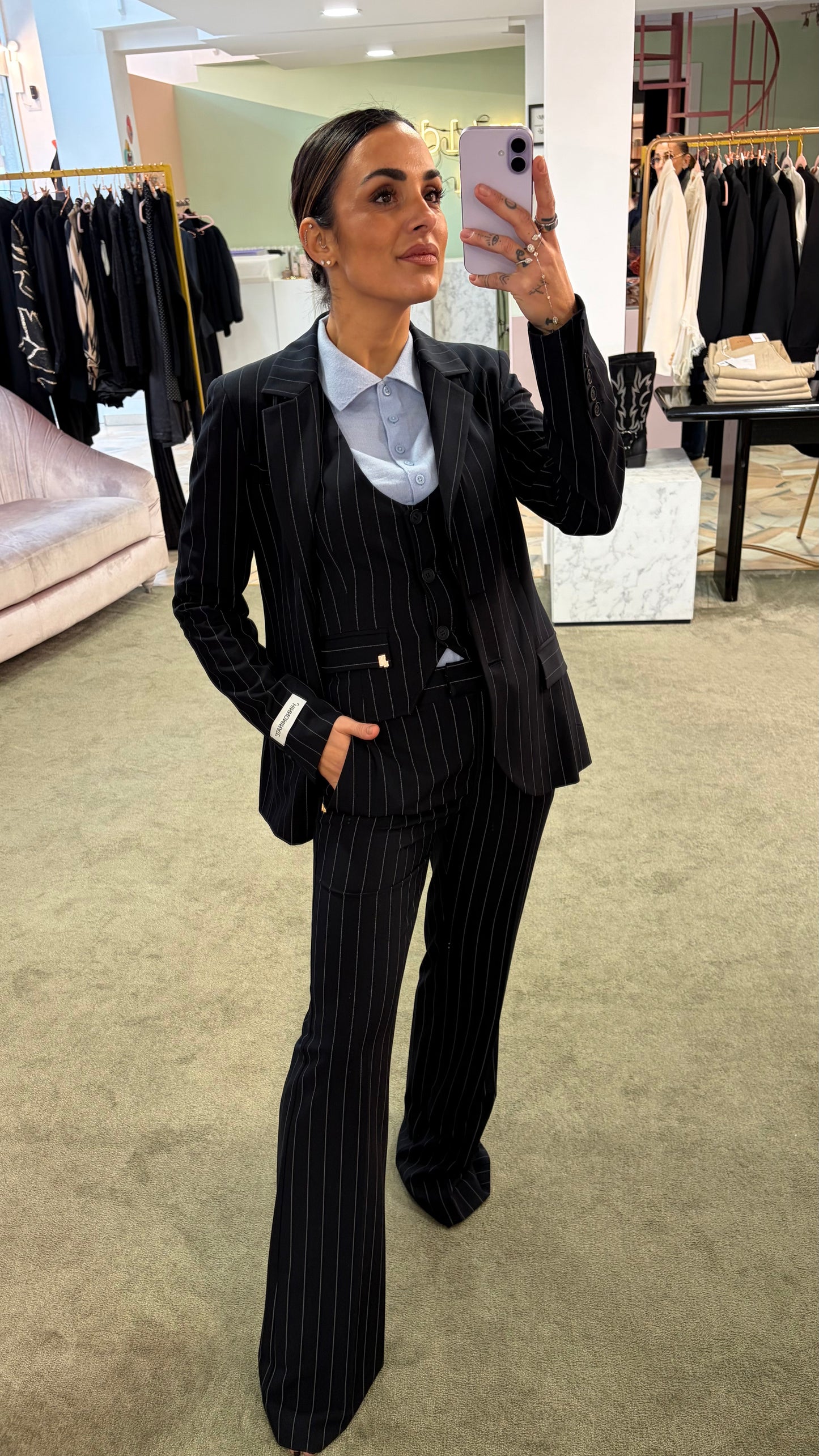 Blazer monopetto blu notte Hinnominate gessato