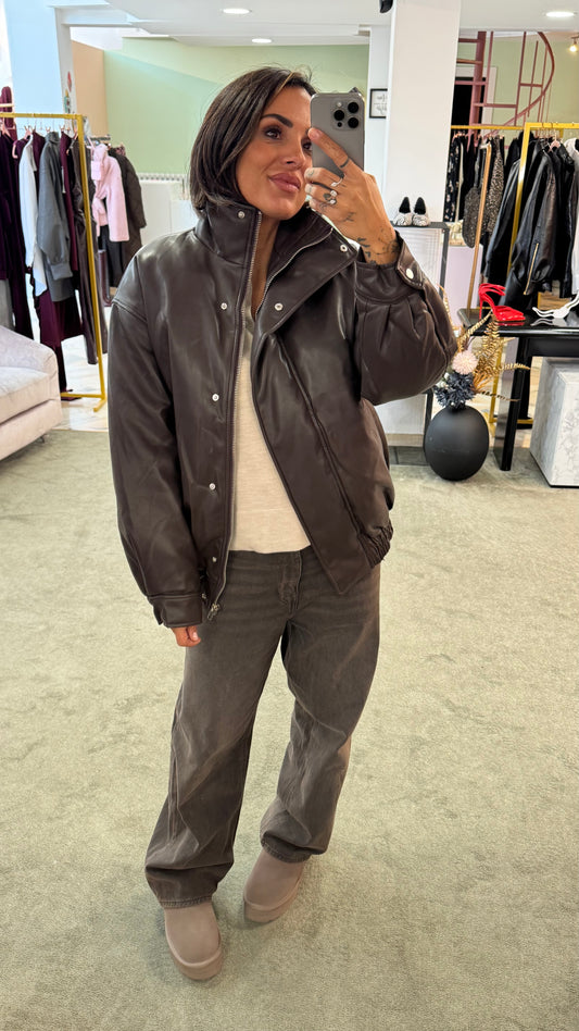 Bomber aviator marrone testa di moro imbottito in ecopelle gl