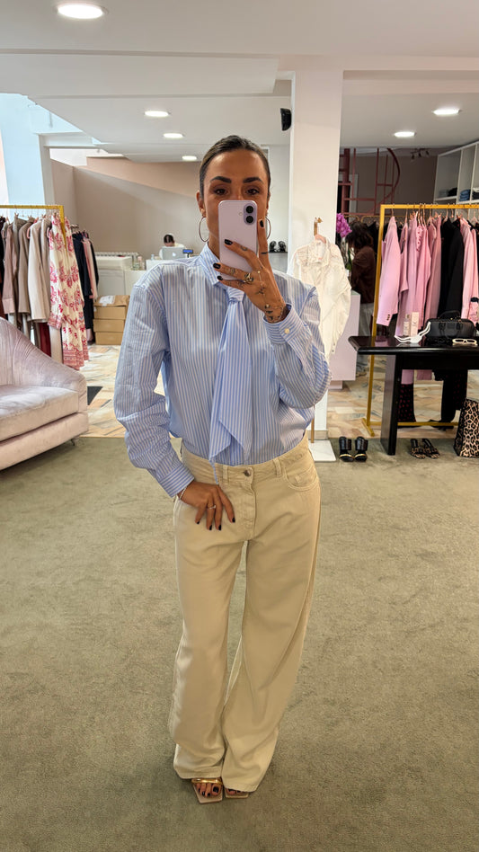 Camicia celeste a righe regular Marsem