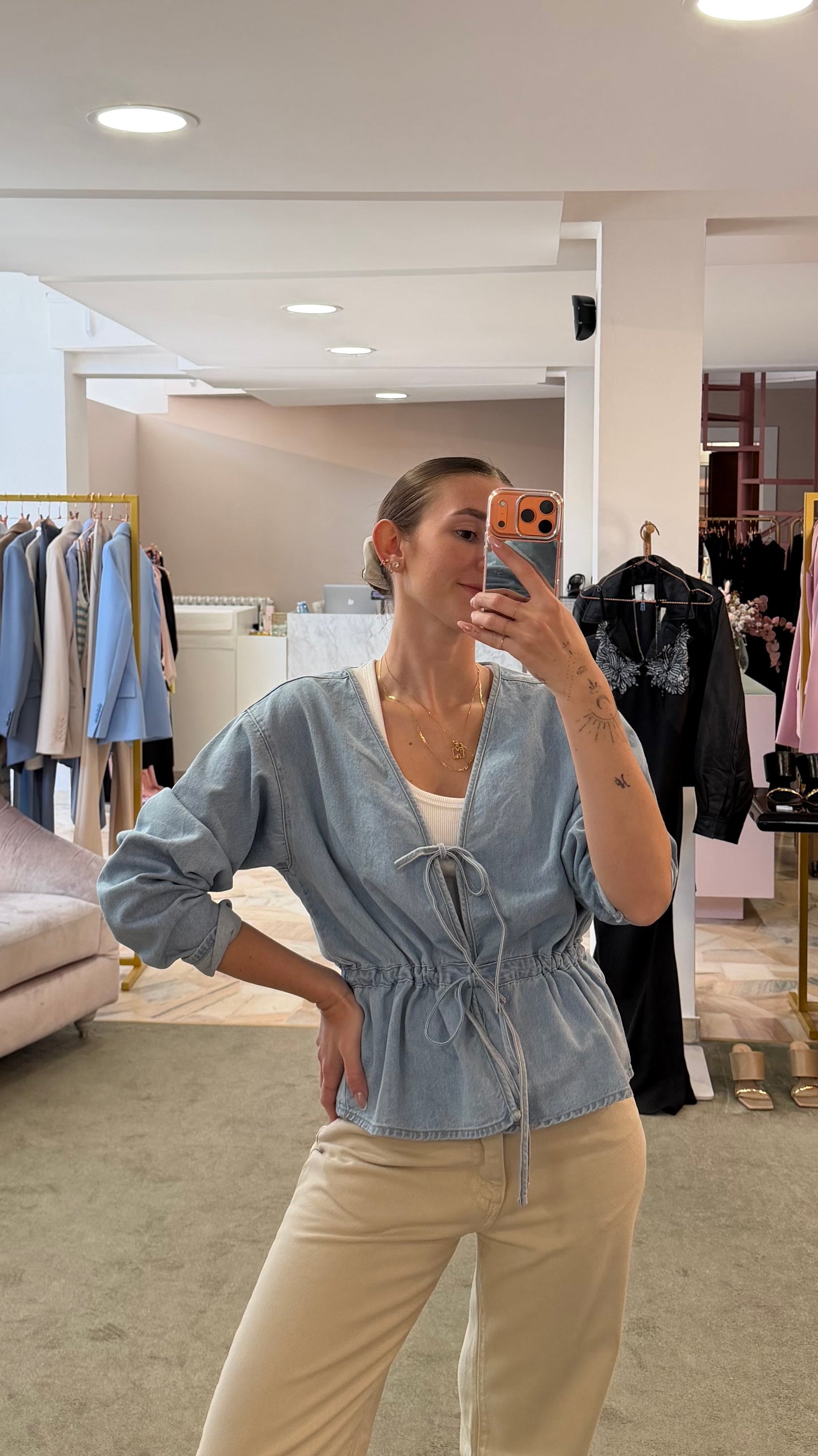 Camicia giacchino  in jeans con fiocchi jx