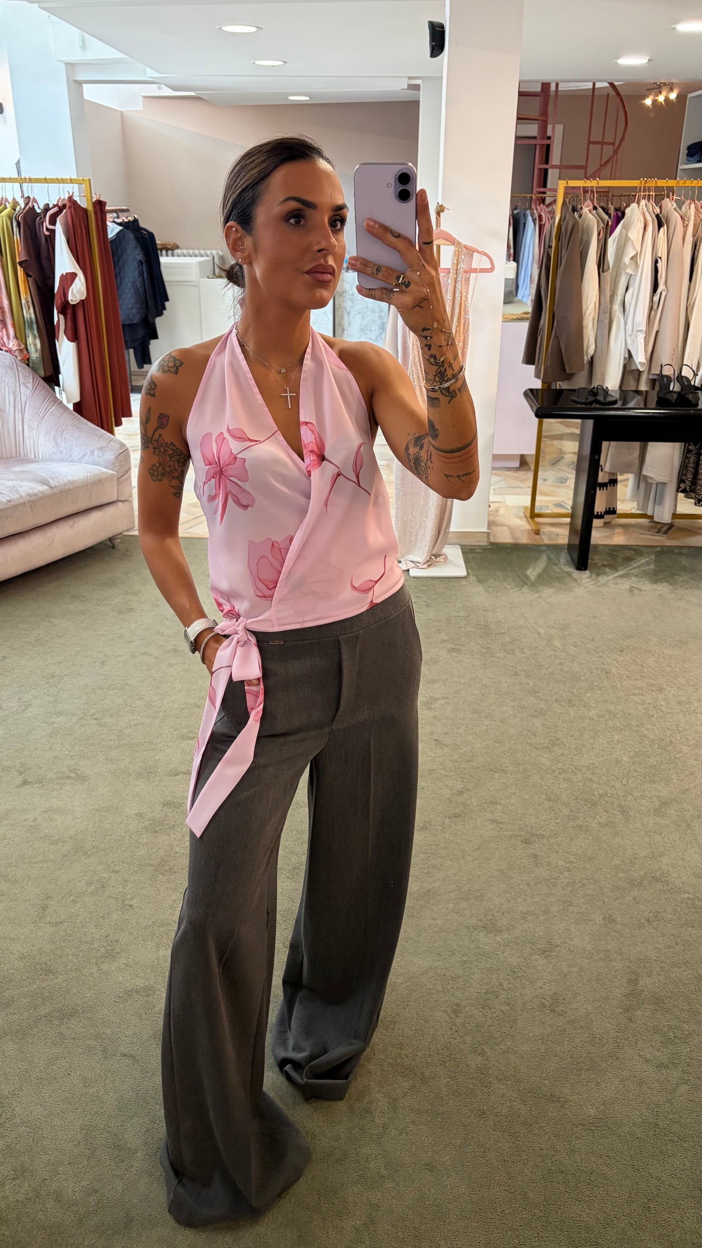 Top debbie MAR DE MARGARITAS rosa con fiori