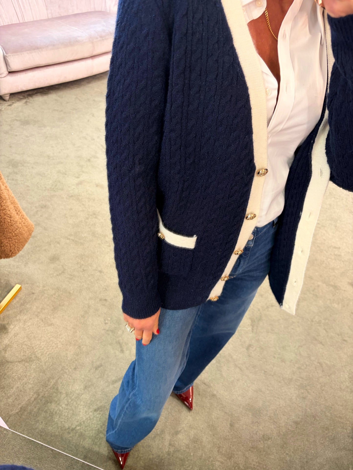 Cardigan over blu a trecce fr