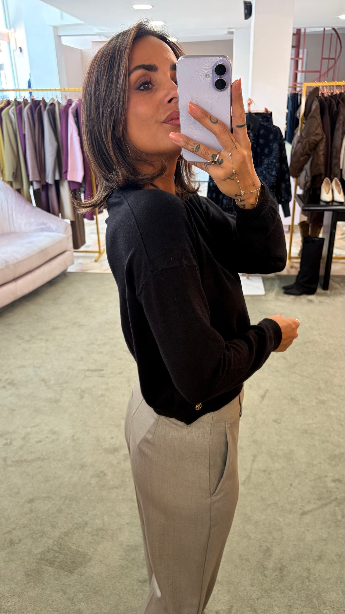 Cardigan nero mini misto lana tk