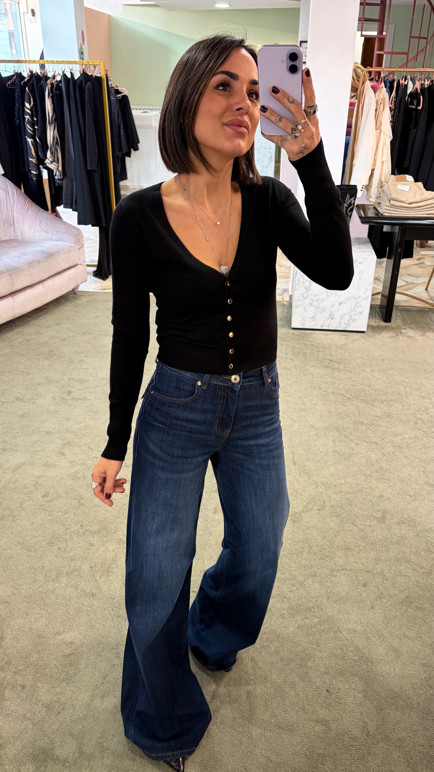 Jeans wide leg denim scuro elasticizzato fr pe26
