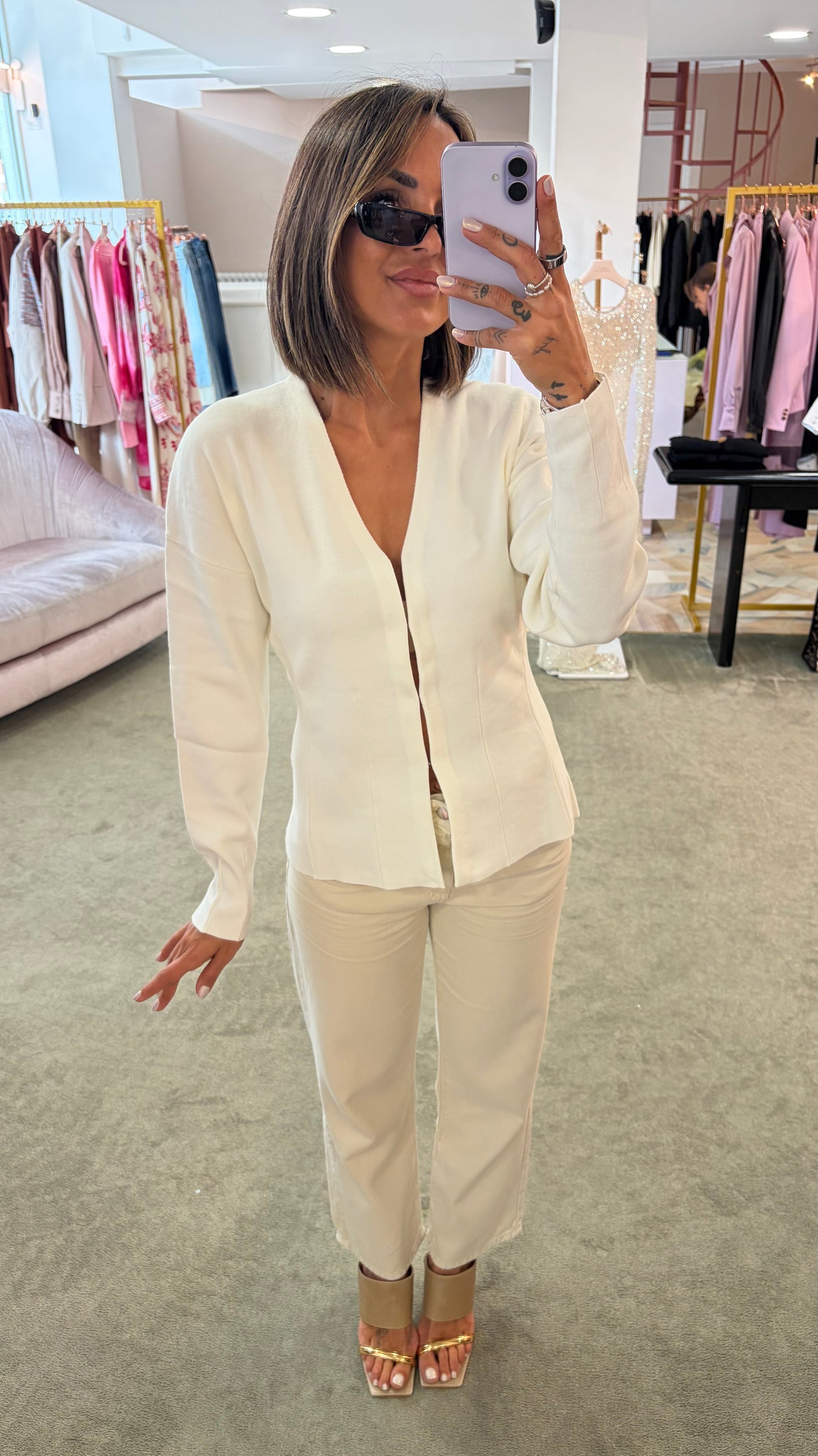 Cardigan giacca bianca sciancrata sl