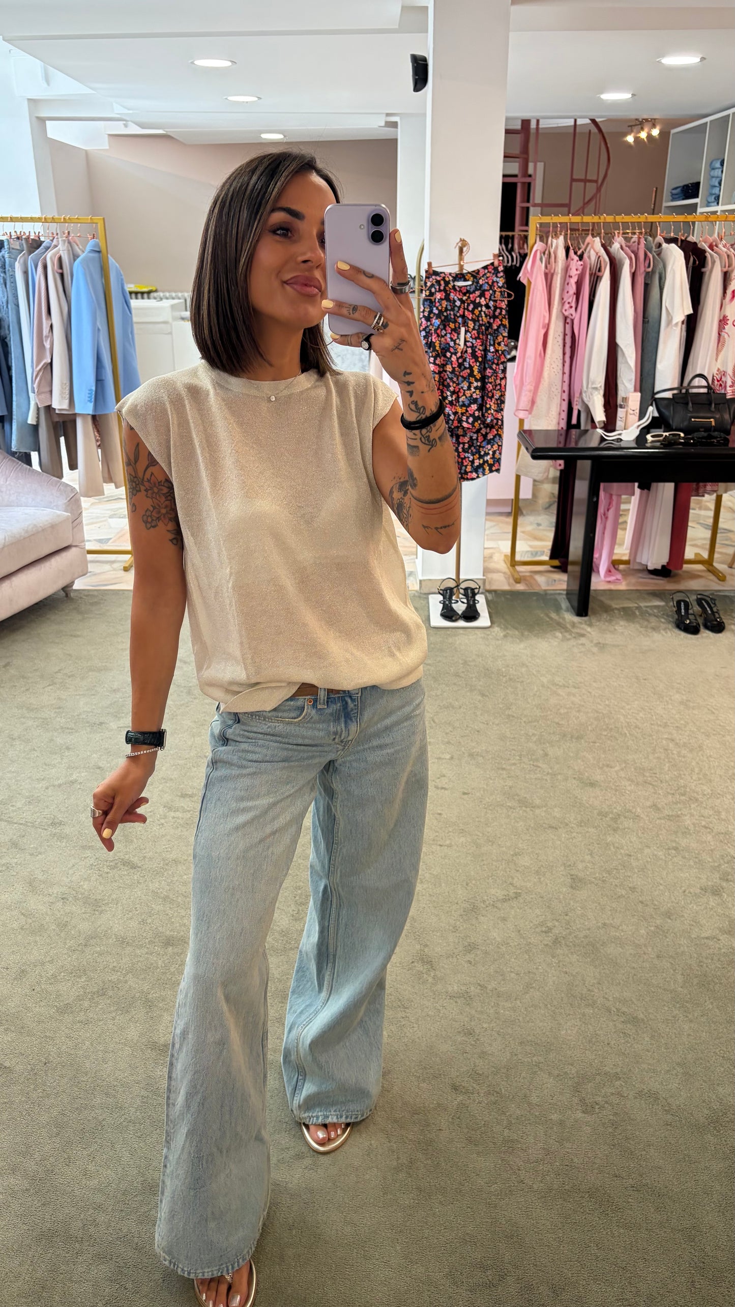 Canotta oro lurex girocollo ay