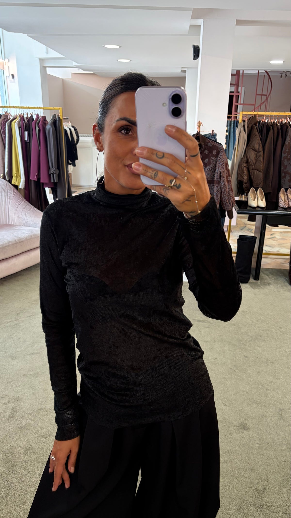 Dolcevita nero simil velluto trasparente Marsem