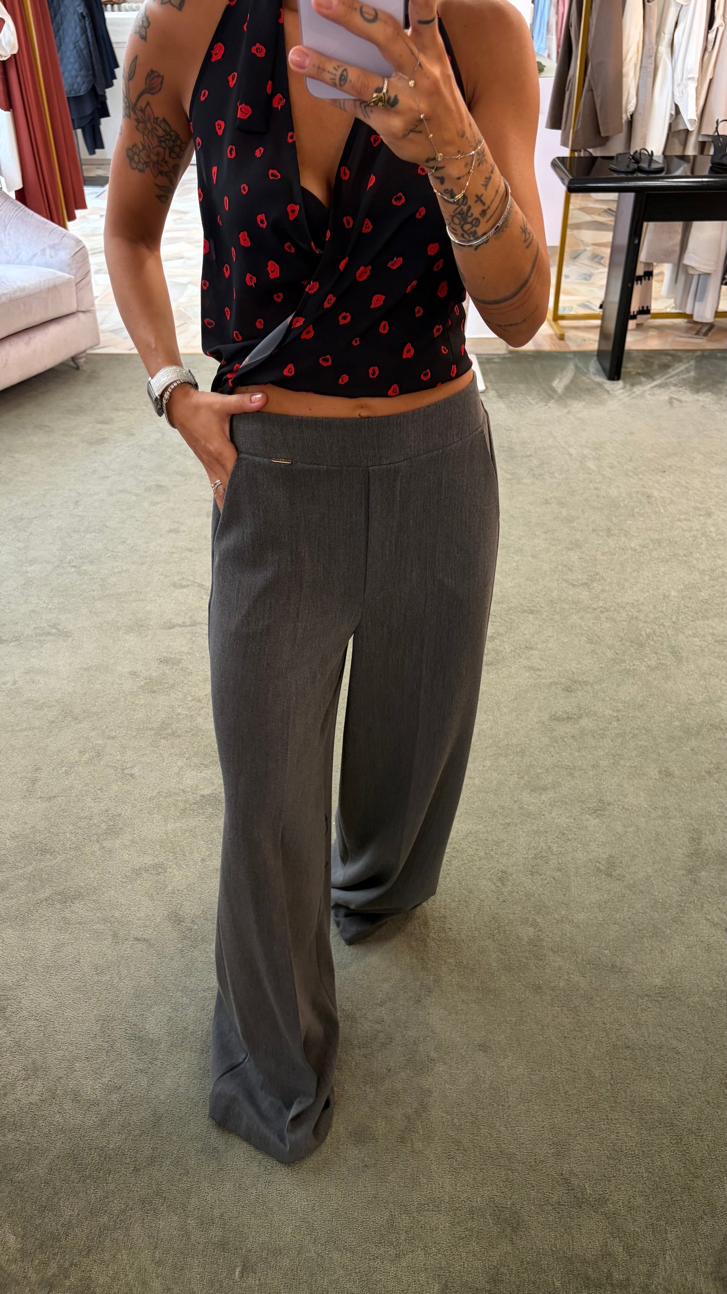 Pantaloni grigio medio wide leg fr A/I26