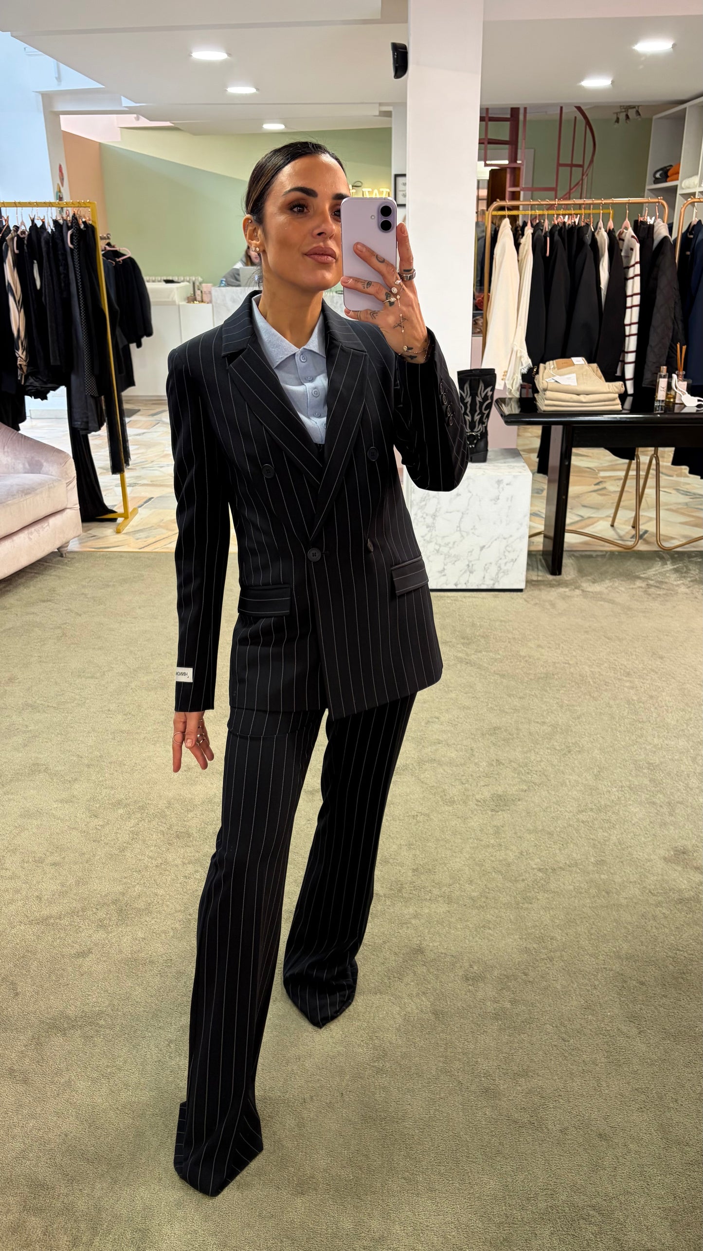 Blazer doppiopetto blu notte slim Hinnominate gessato