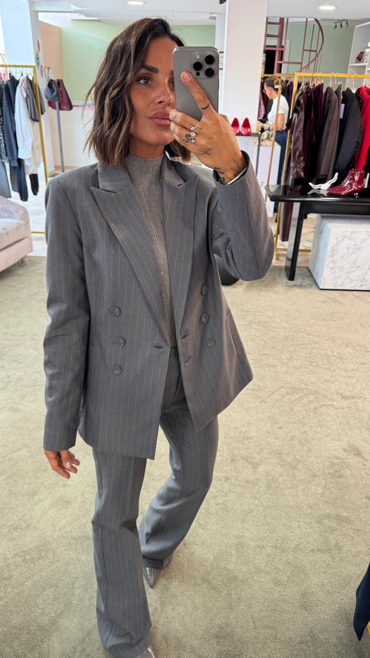 Blazer grigio gessato doppiopetto fr