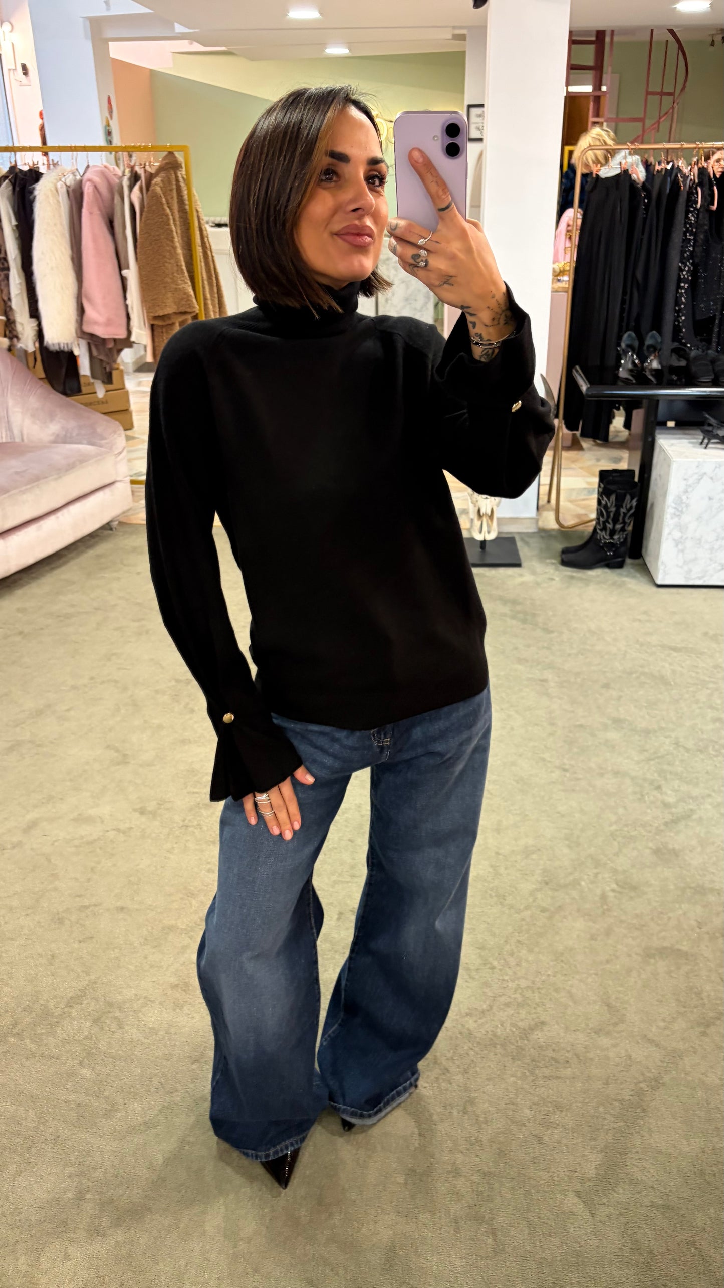 Dolcevita nero manica a calla fr