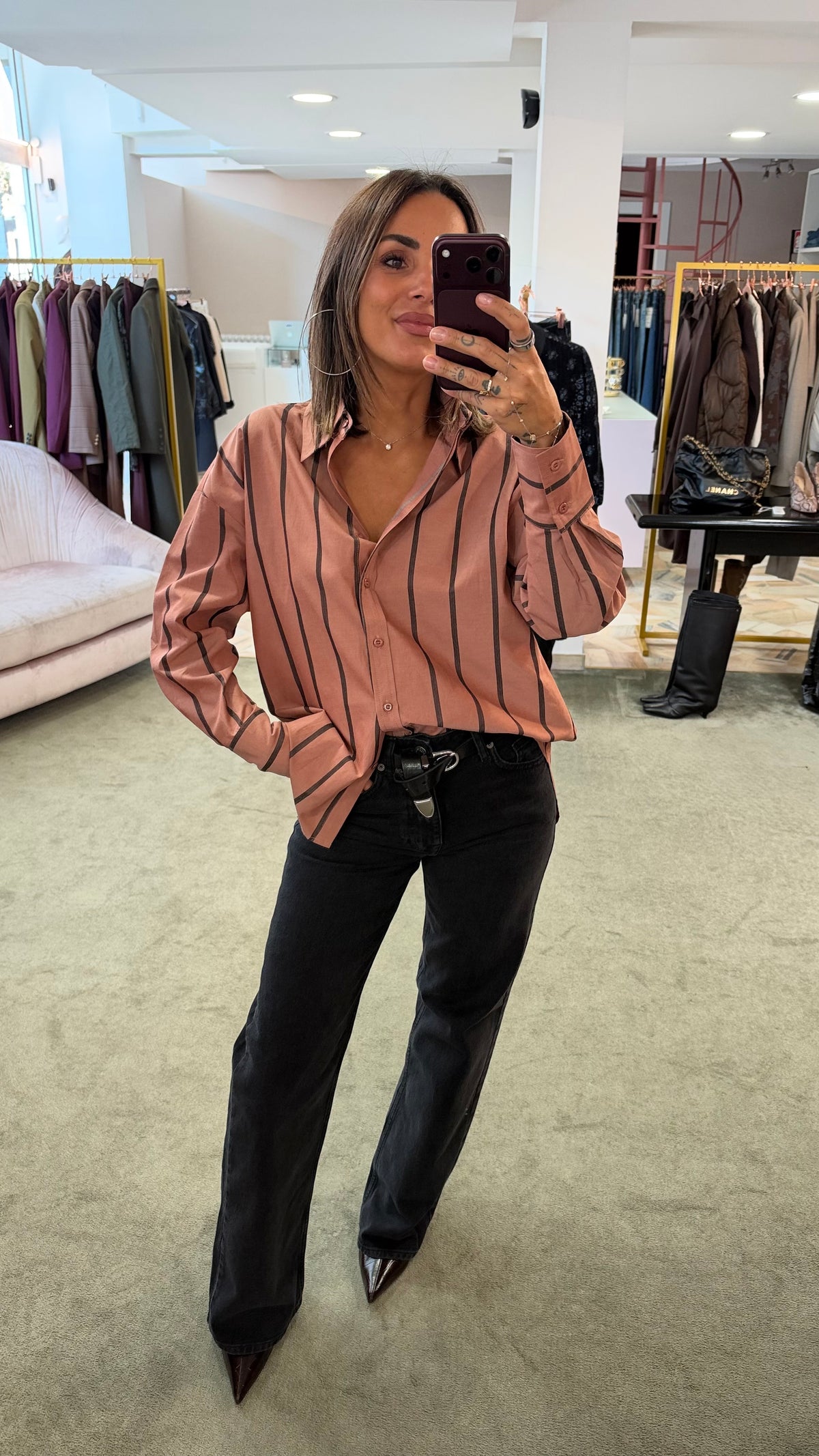 Camicia rosa blush a righe ay