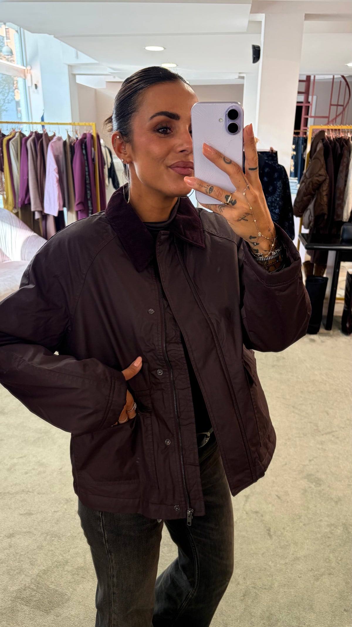 Giacca simil barbour bordeaux sy