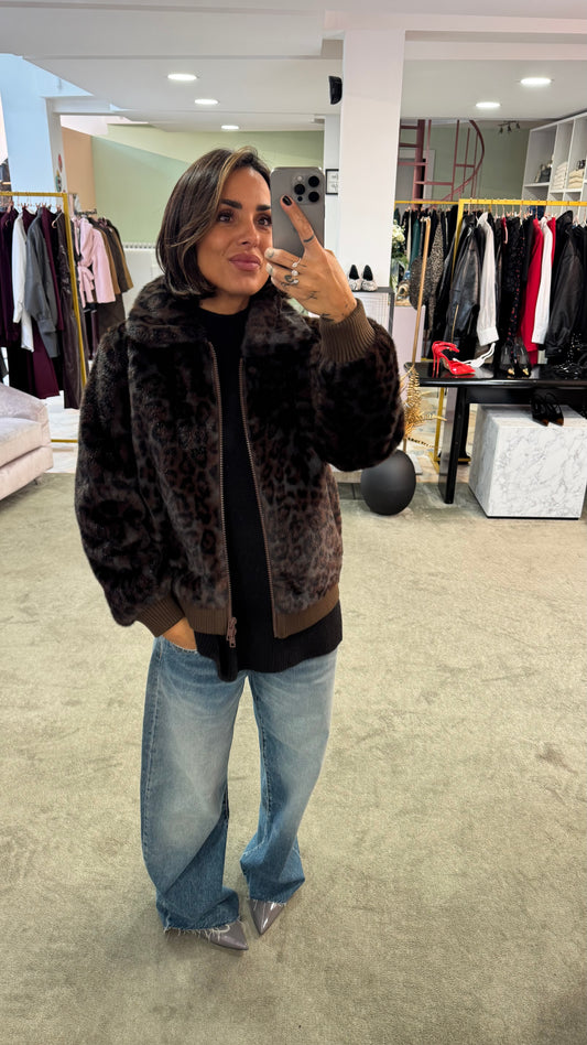 Bomber in ecopelliccia leopardato ay