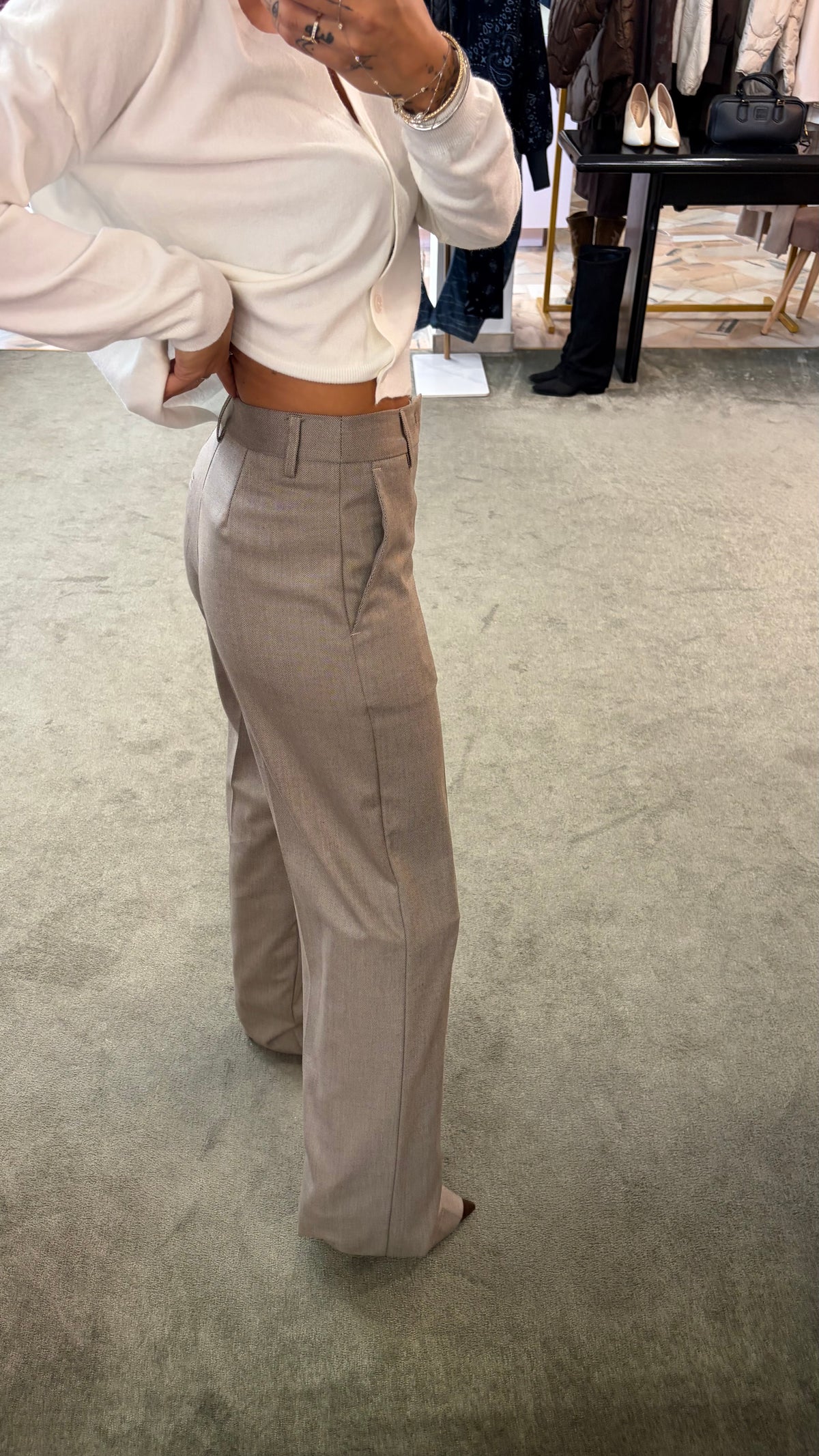 Pantaloni spigati tortora Mar de Margaritas