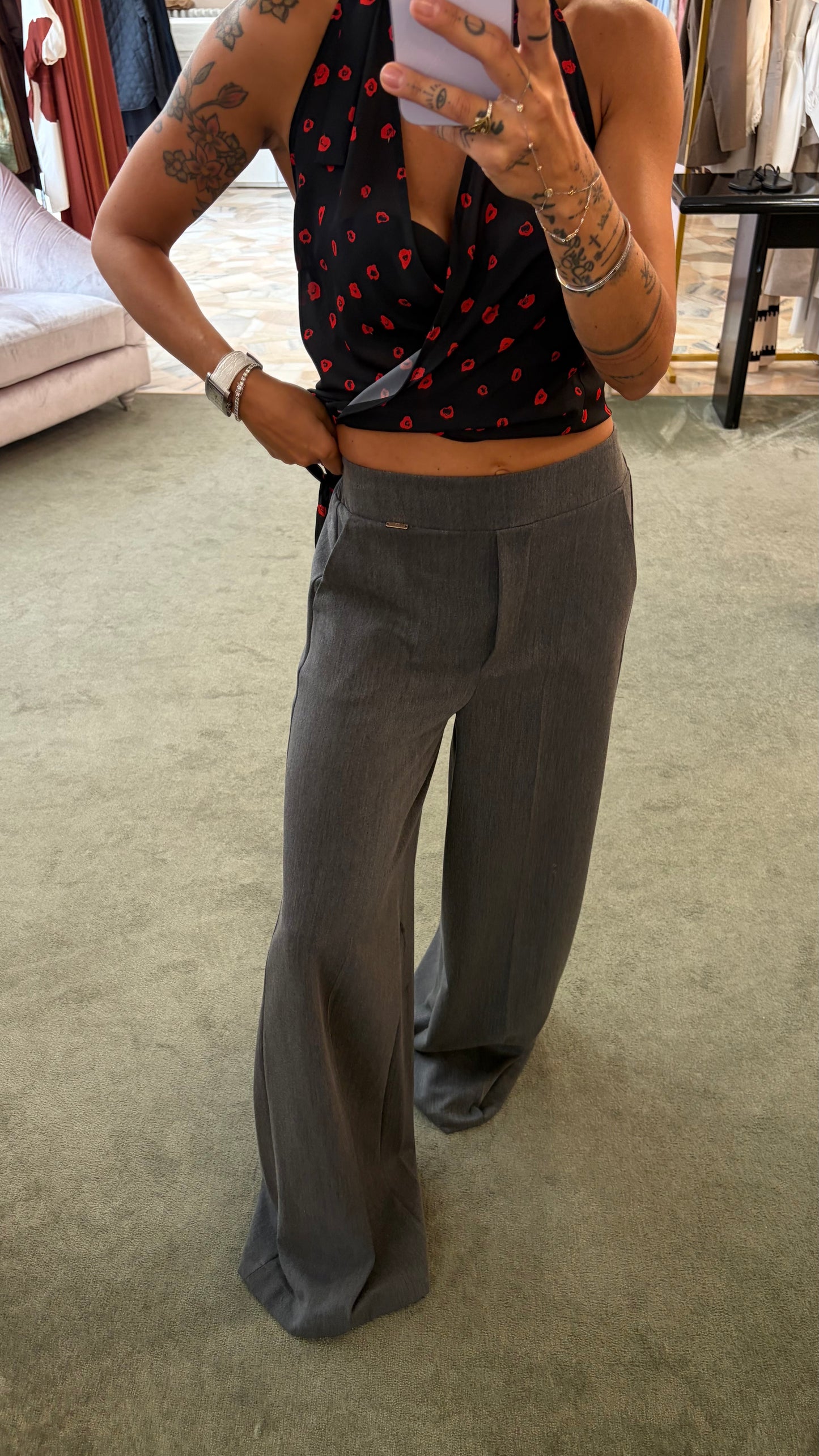 Pantaloni grigio medio wide leg fr A/I26