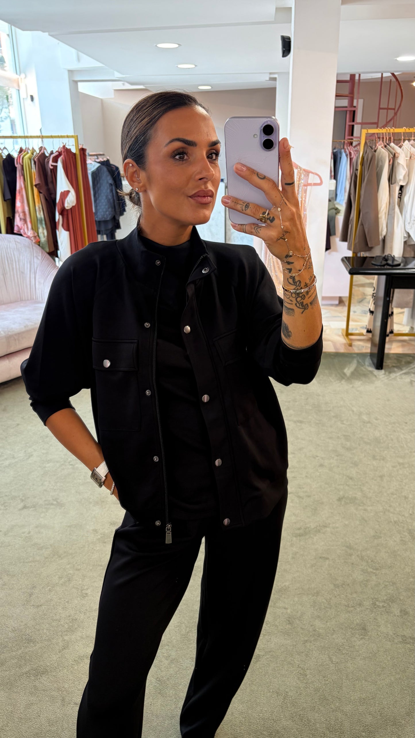 Pantaloni tuta nero in modal sy