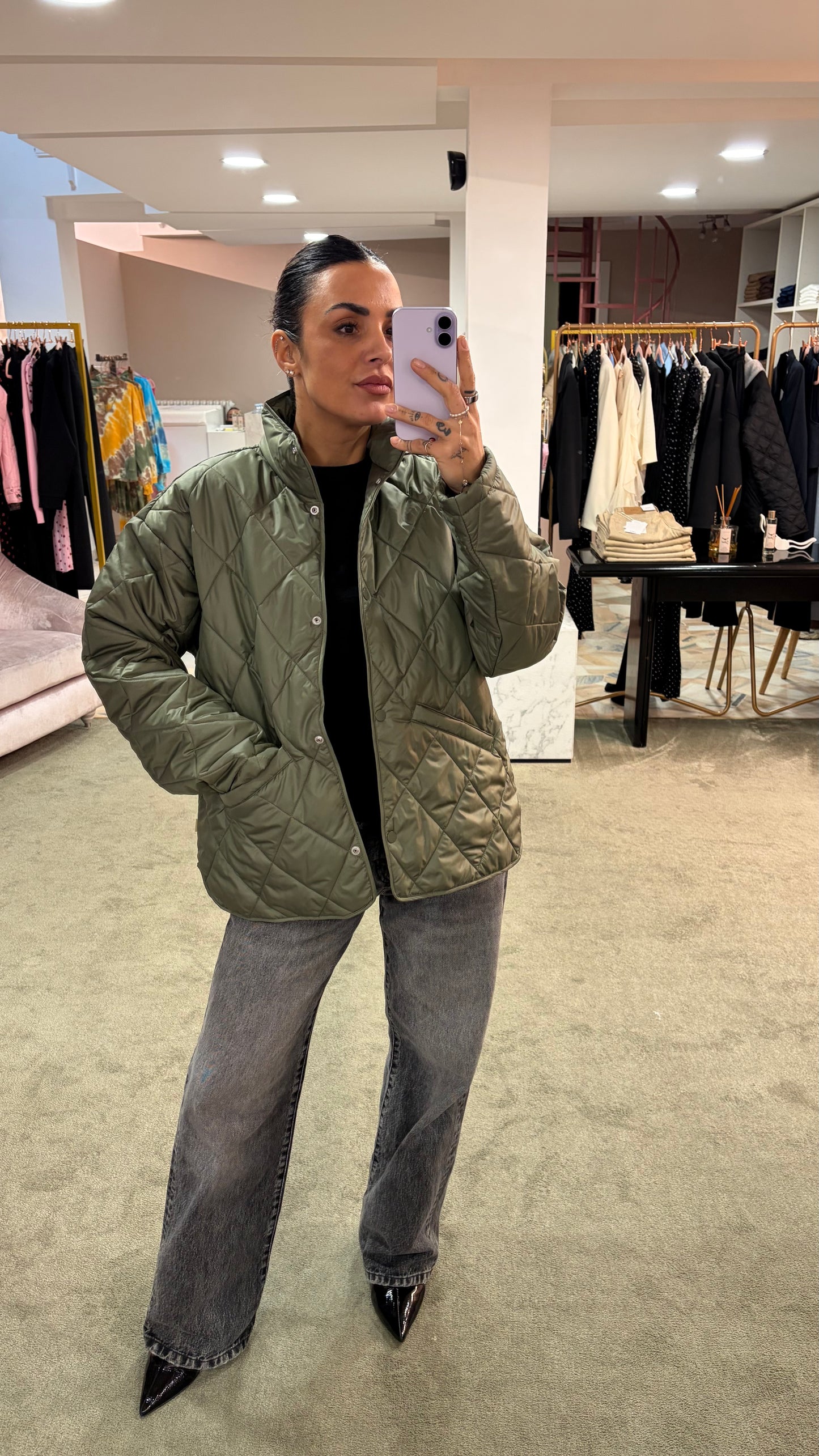 Piumino stella verde trapuntato jx