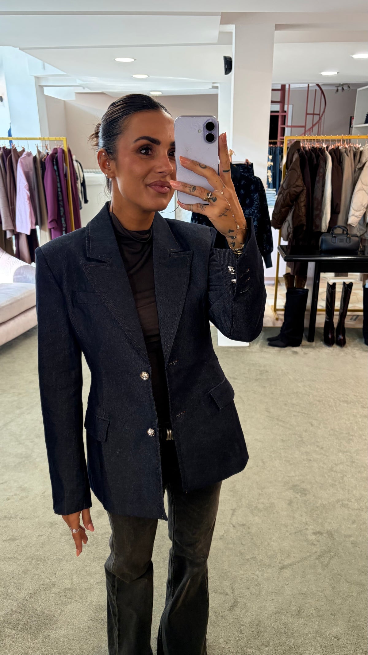Blazer in denim scuro slim strutturato gl