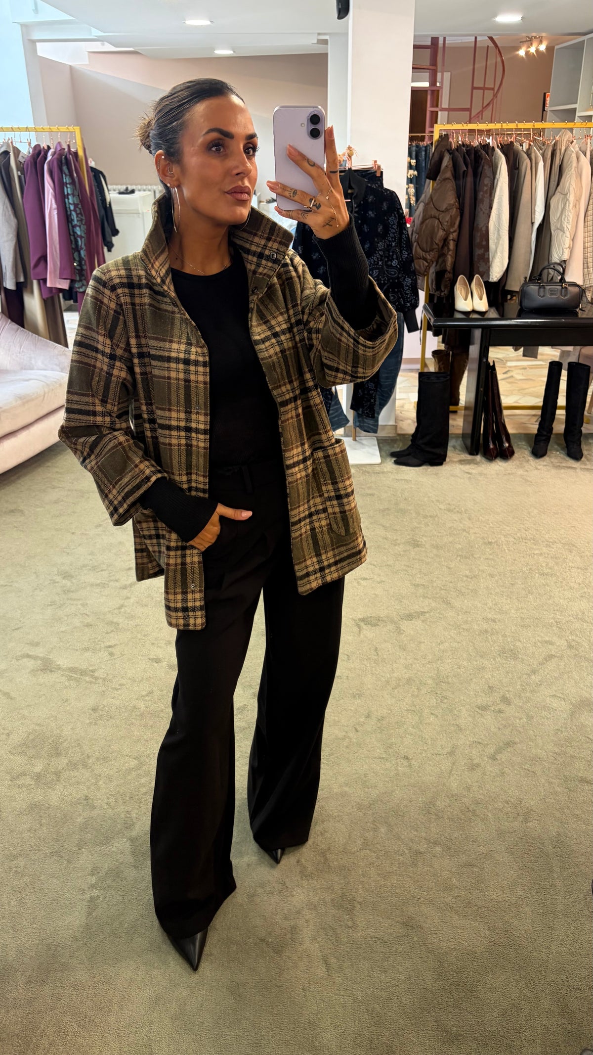 Giacca camicia check marrone sy