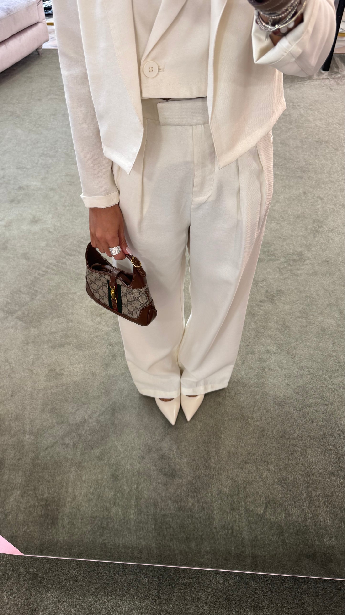 Pantaloni bianco burro wide leg ay