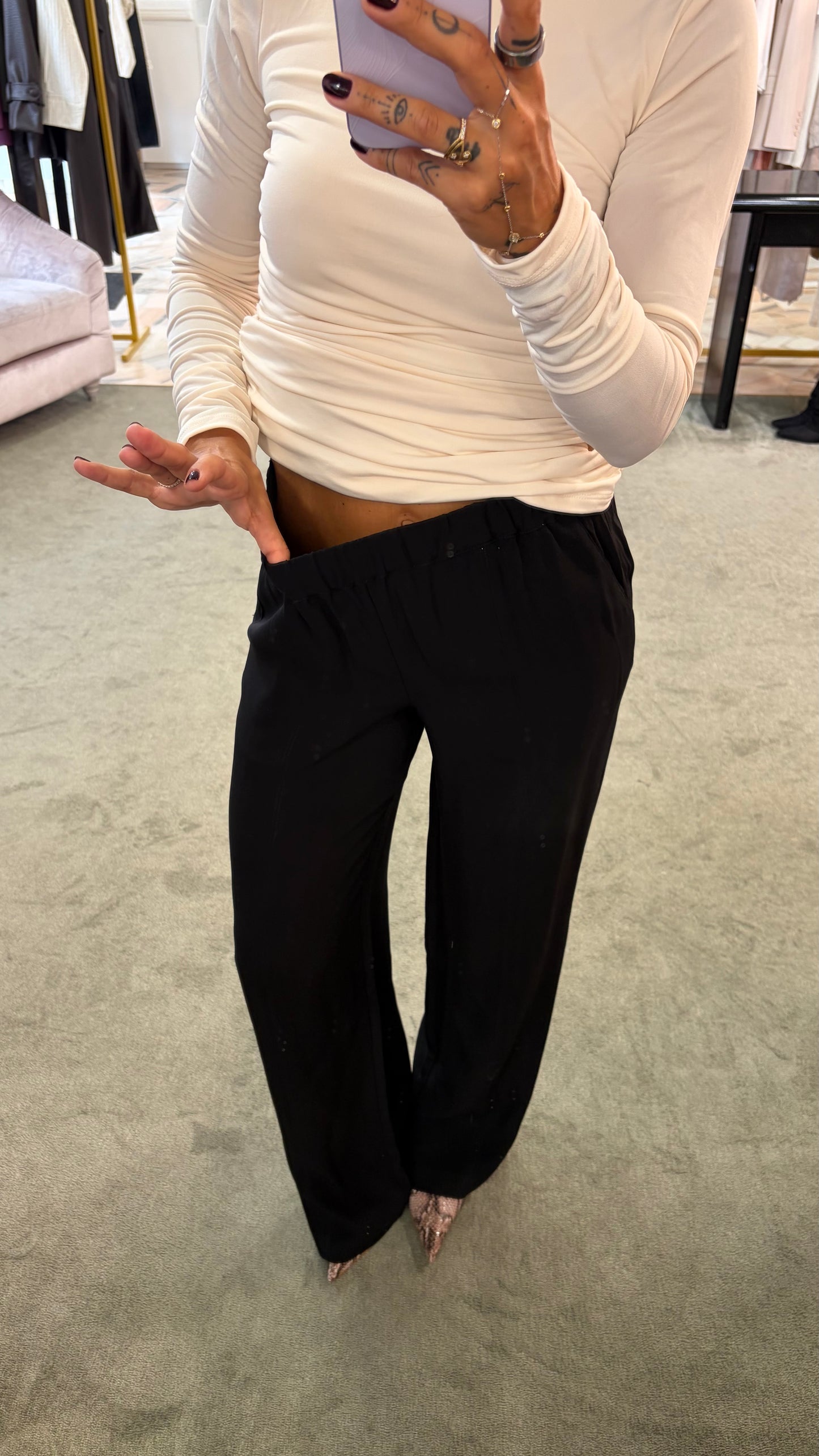 Pantaloni office neri con elastico in vita sl