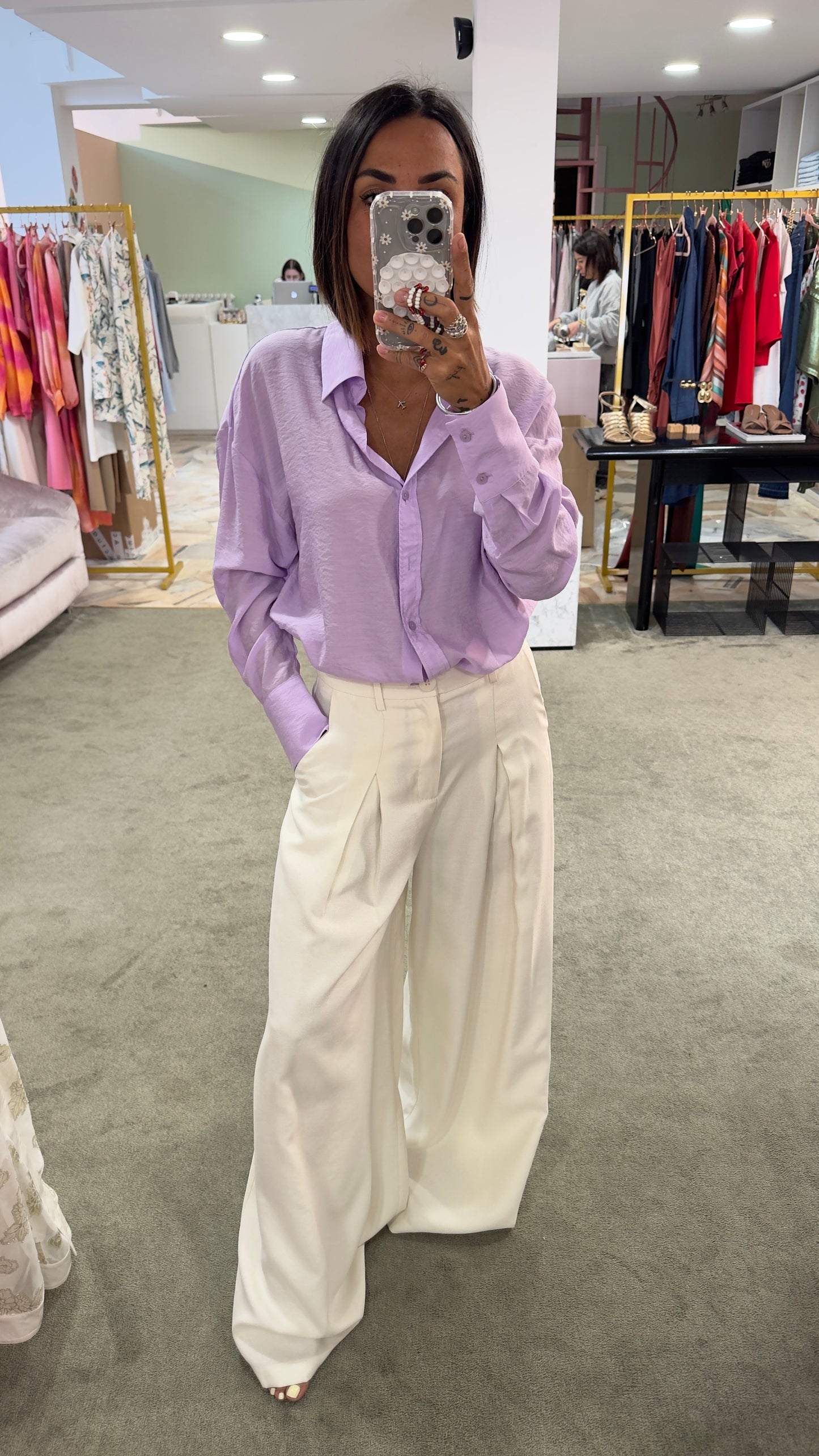 Camicia lilla in crepe ay