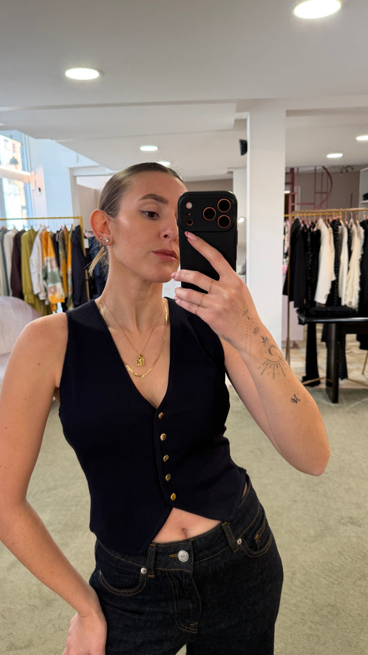 Gilet blu notte in viscosa fr