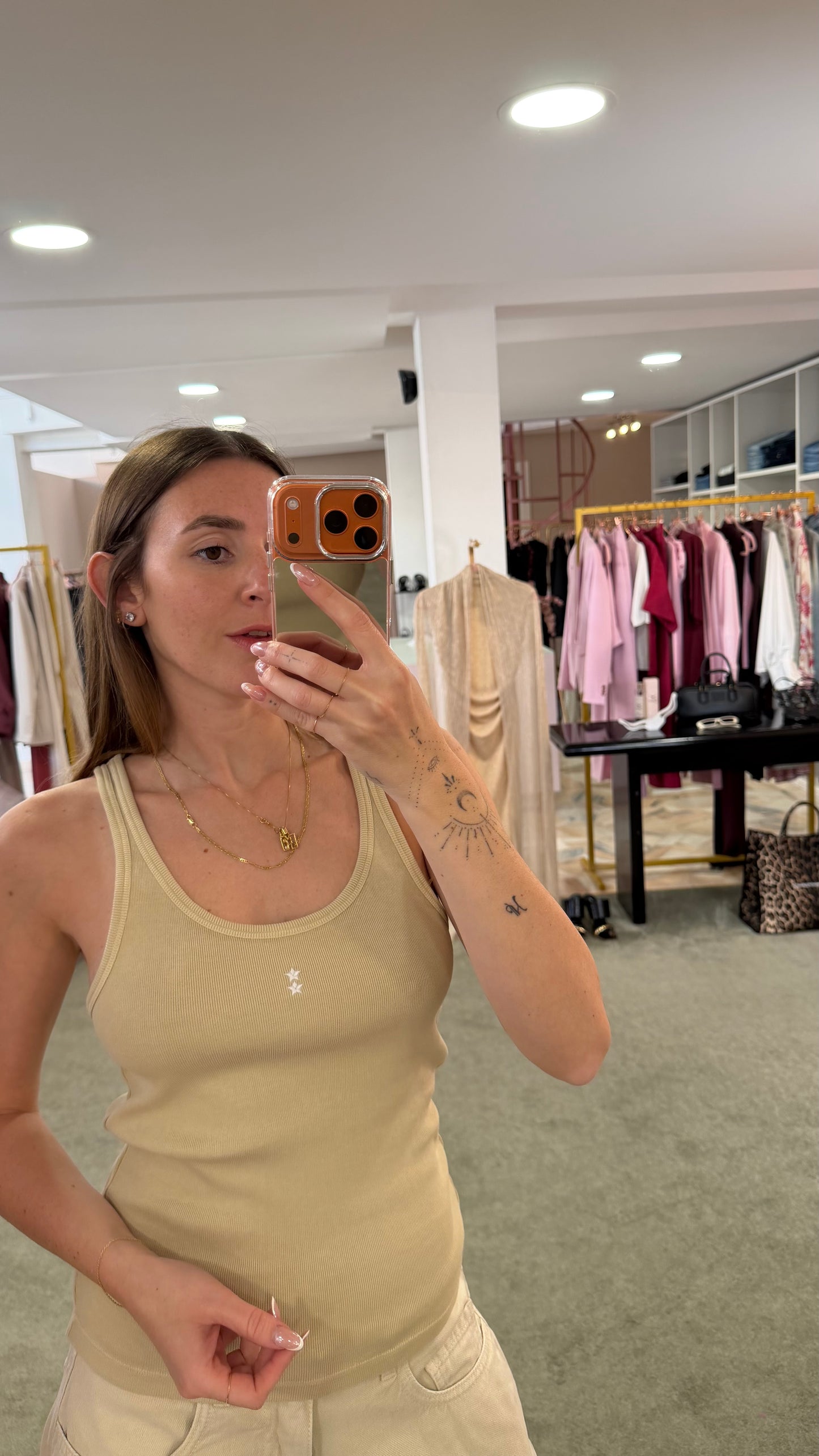 Canotta beige a costine Icon Denim