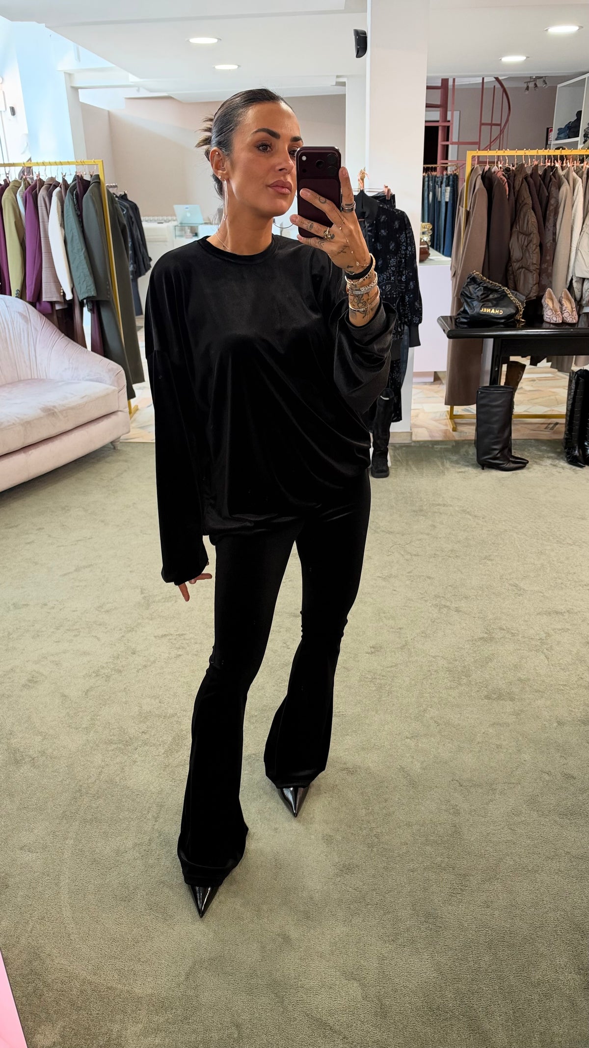 Pantaloni neri flare in velluto Don't@Me