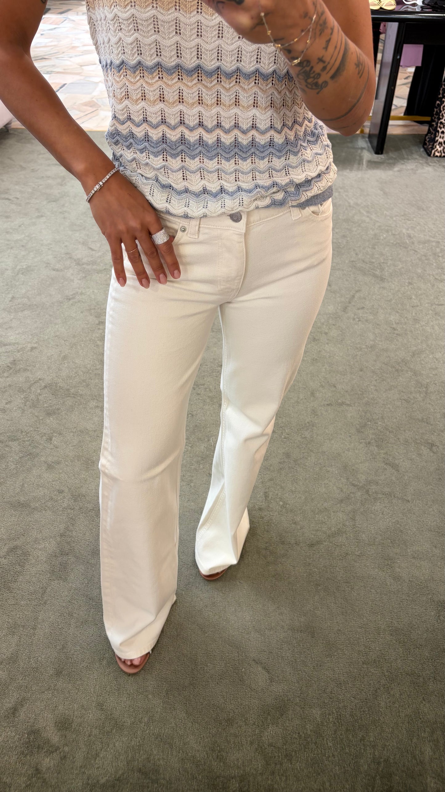 Jeans rome flare bianco panna