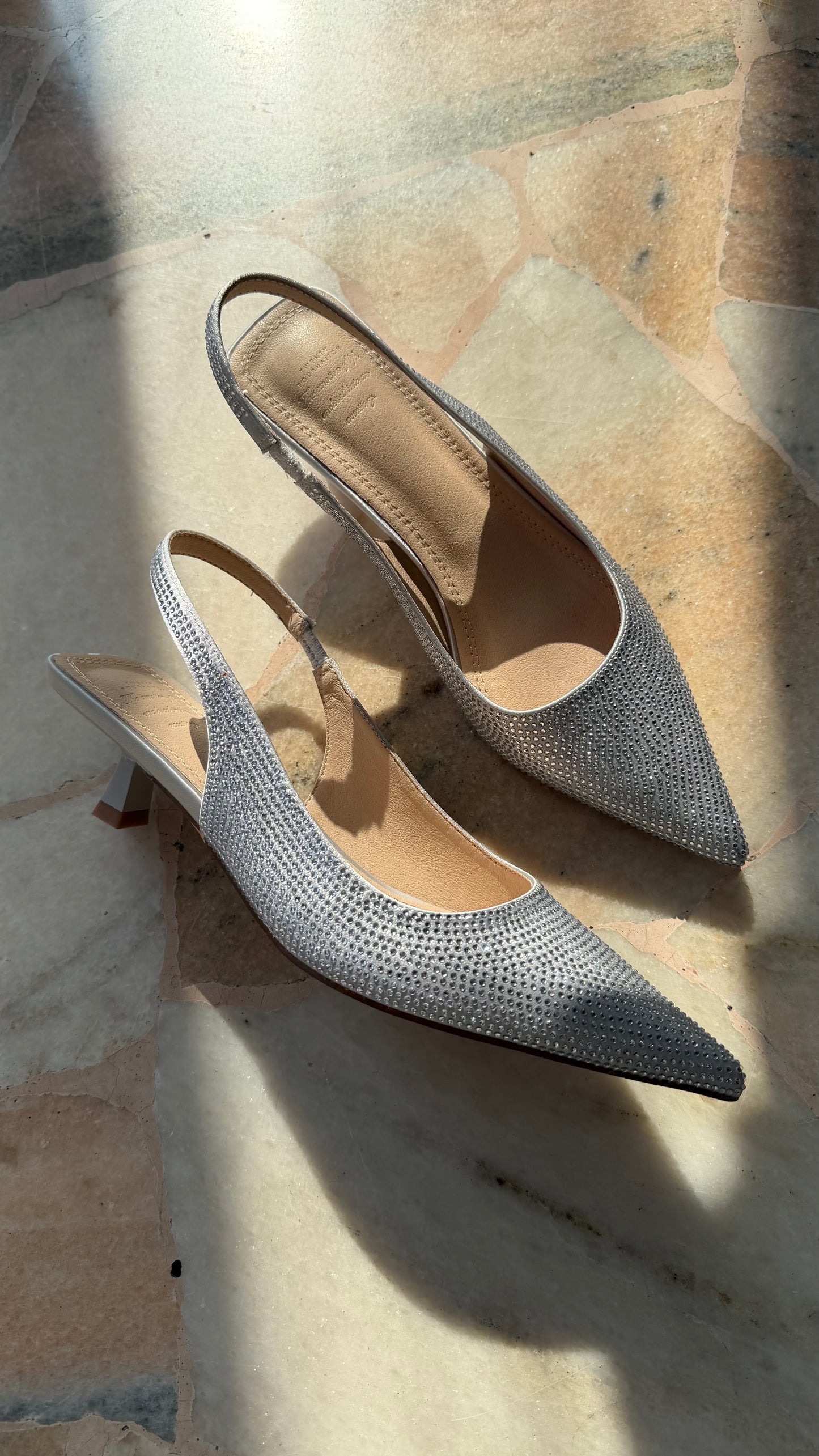 Slingback argento cristalli