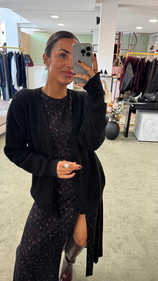 Cardigan a trecce MAR DE MARGARITAS nero